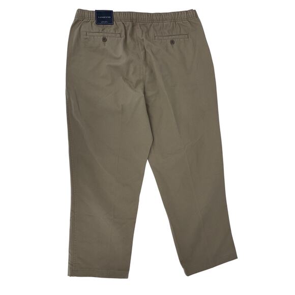 Lands' End Men's Traditional Fit Pants Flat Front Tan Large (36 / 38) Chino NWT - Picture 8 of 14